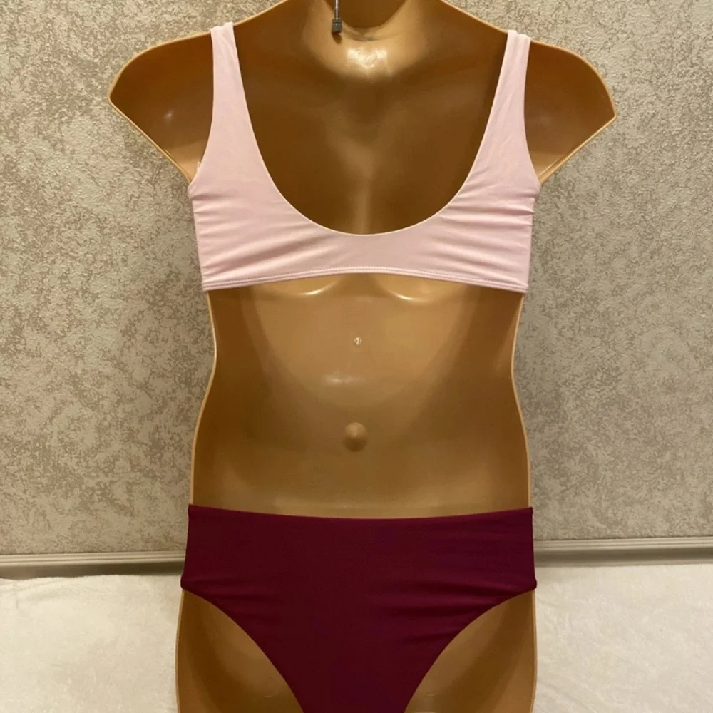 Zaful Pink Blush and Burgundy Red Bikini Set